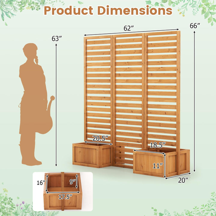 Giantex Outdoor Wooden Privacy Screen with Planter Box
