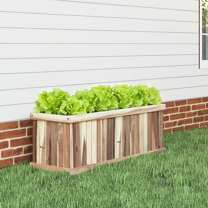 Giantex Rectangular Acacia Wood Raised Garden Bed w/Drainage Gaps