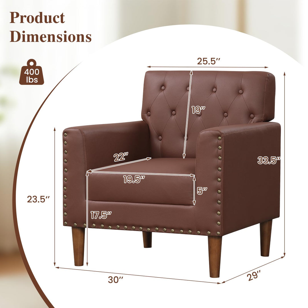 Giantex Mid Century Modern Accent Chair with Button Tufted Decoration and Rivets