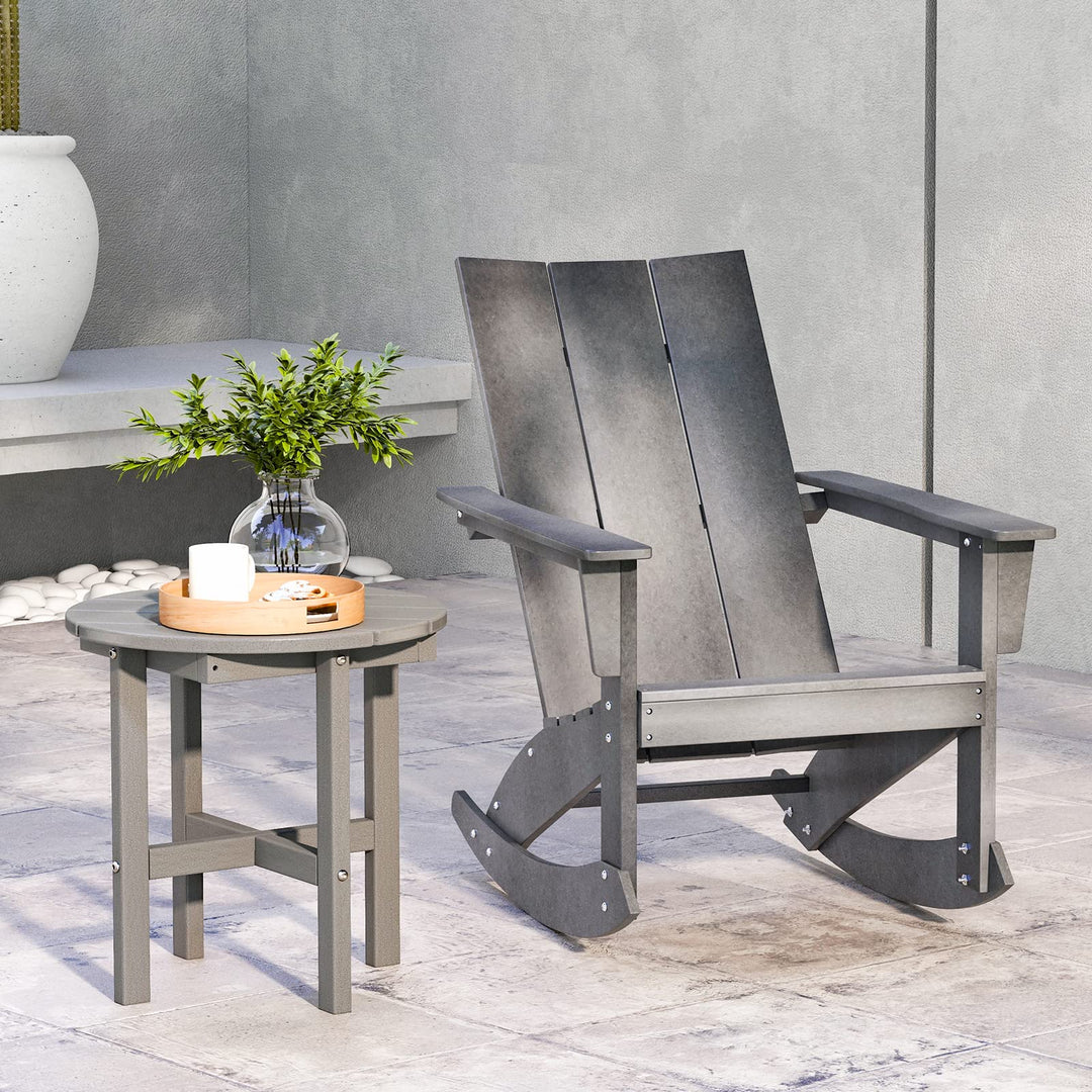Giantex Small Outdoor Side Table - Weather-Resistant HDPE Adirondack Round End Table