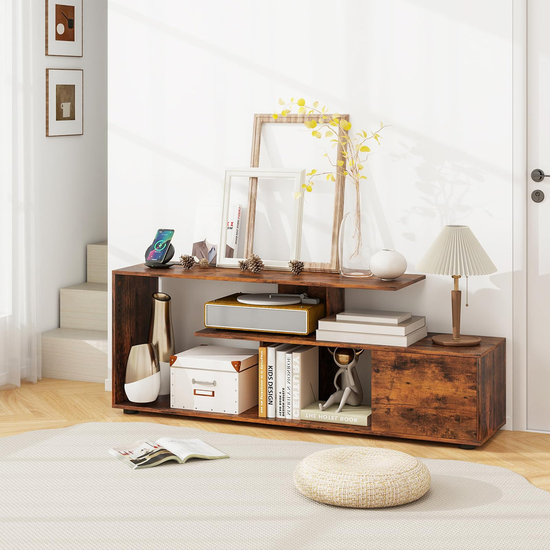 Giantex TV Stand with Power Outlet for TVs up to 55 Inch, Entertainment Center with Storage Cabinet &amp; Open Shelves