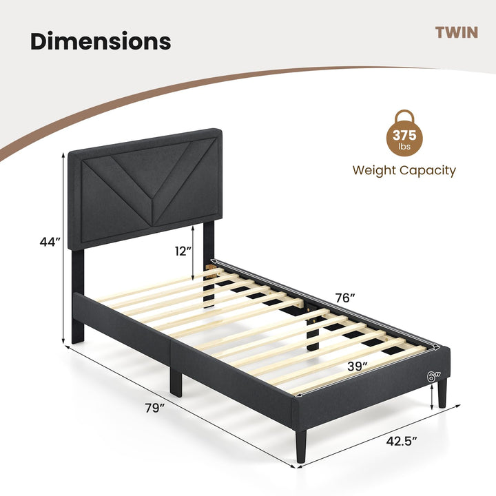 Queen/Full/Twin Size Upholstered Platform Bed Frame with Diagonal Channel Tufted Headboard
