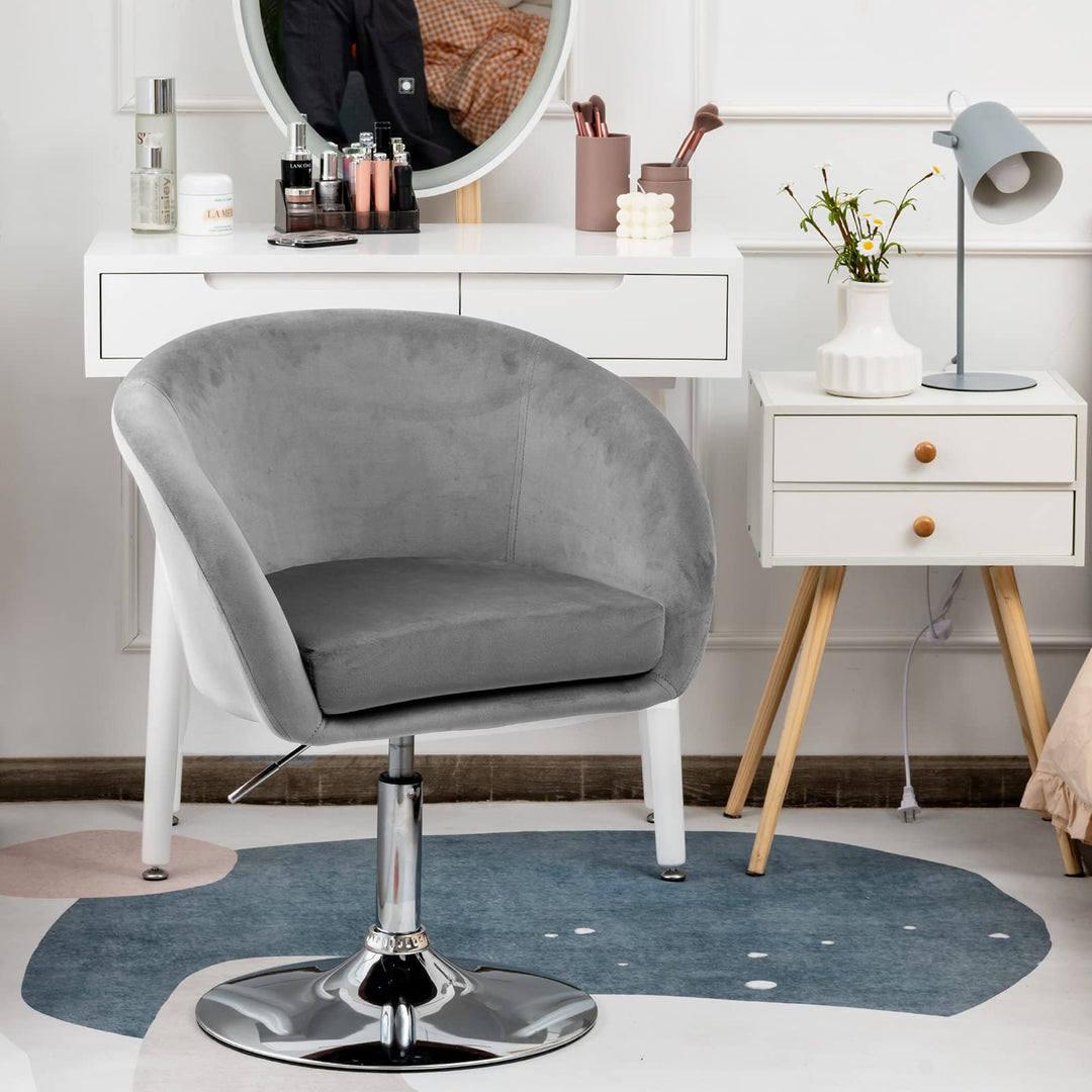 Height Adjustable Modern Velvet Makeup Chair with Chrome Frame