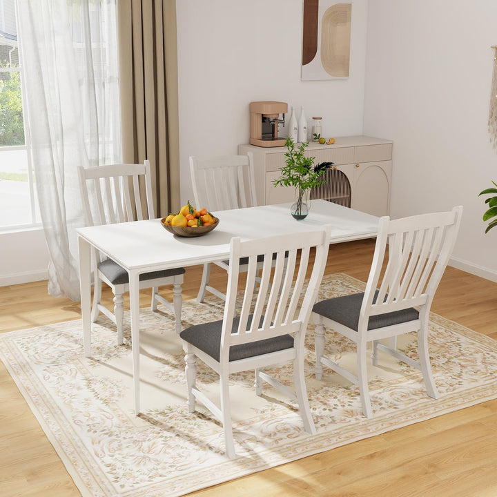 Giantex Wood Dining Chairs Set of 2/4 Farmhouse Kitchen Chairs with Solid Wood Frame, Max Load 355 Lbs