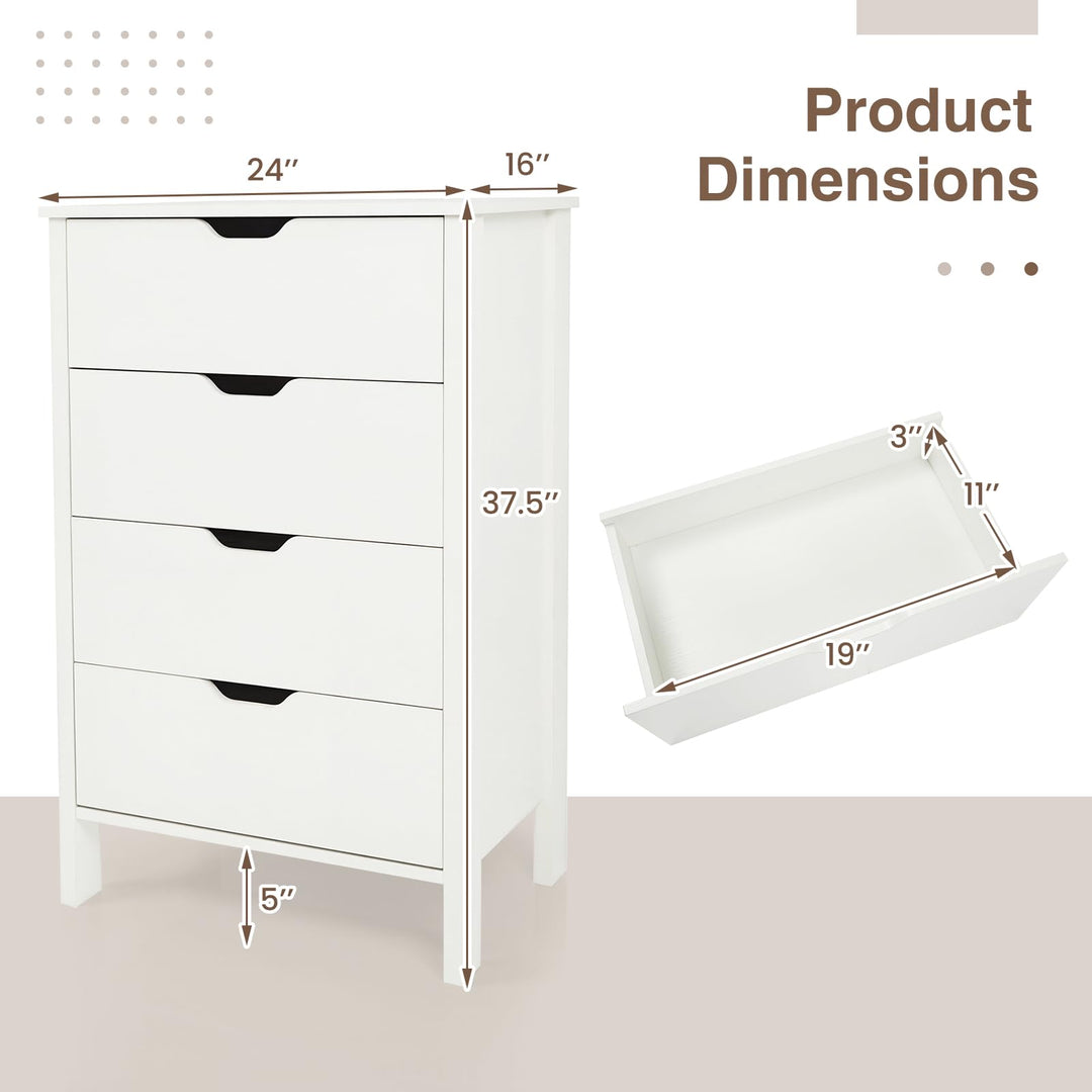 Giantex 4 Drawer Storage Cabinet with Handles &amp; Anti-Tipping Kits