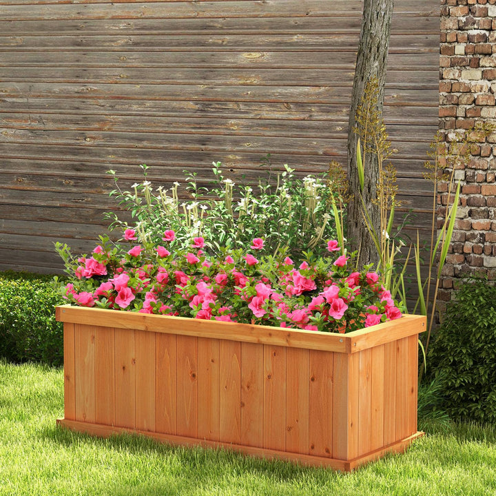 Giantex Raised Garden Bed | 31”x14”x12” Wooden Planter Box with 4 Drainage Holes (1/2)