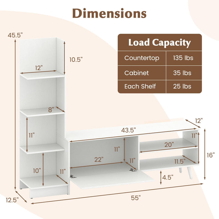 Giantex Book Shelf TV Stand L-Shaped Entertainment Center with Storage &amp; Adjustable Shelf