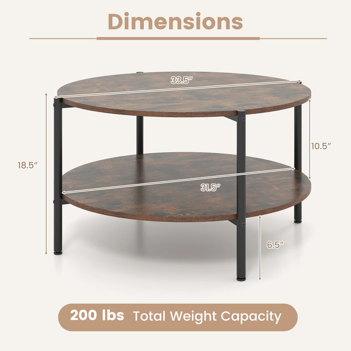 Giantex 33.5" Small Center Table with Open Storage Shelf and Heavy-Duty Metal Frame