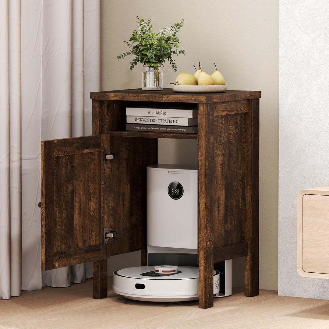 Giantex Robot Vacuum Storage Cabinet with Door and Open Shelf for Living Room Bedroom