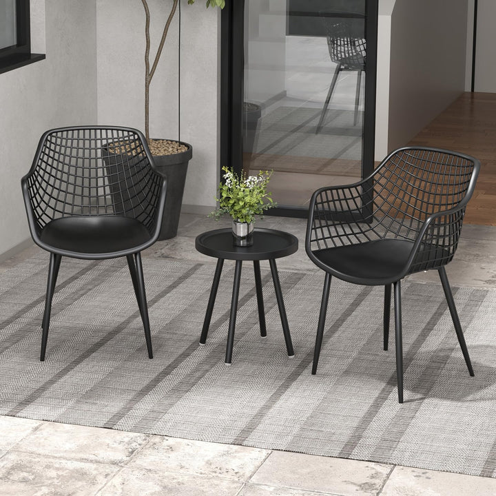 Giantex 3 Piece Patio Furniture Set, Outdoor Bistro Table and Chairs Set of 2, PP Seat &amp; Metal Legs