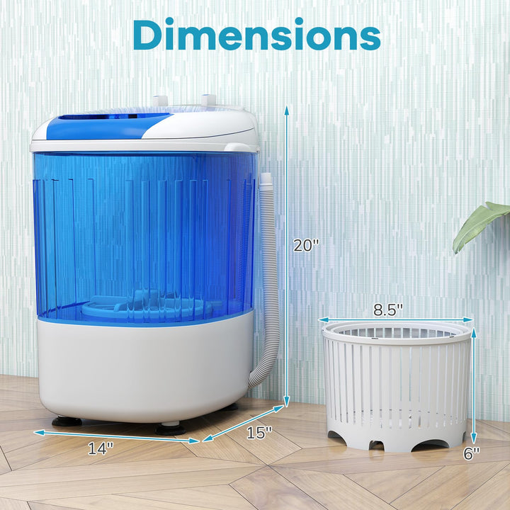 Portable Mini Semi-automatic Washing Machine with Spin Tub and Drain Hose 2.5 kg Capacity