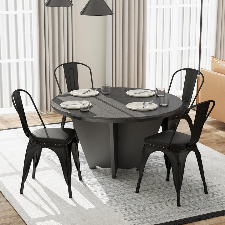 Giantex Metal Dining Chairs Set of 4 with Detachable Backrest &amp; PU Leather Padded Seat