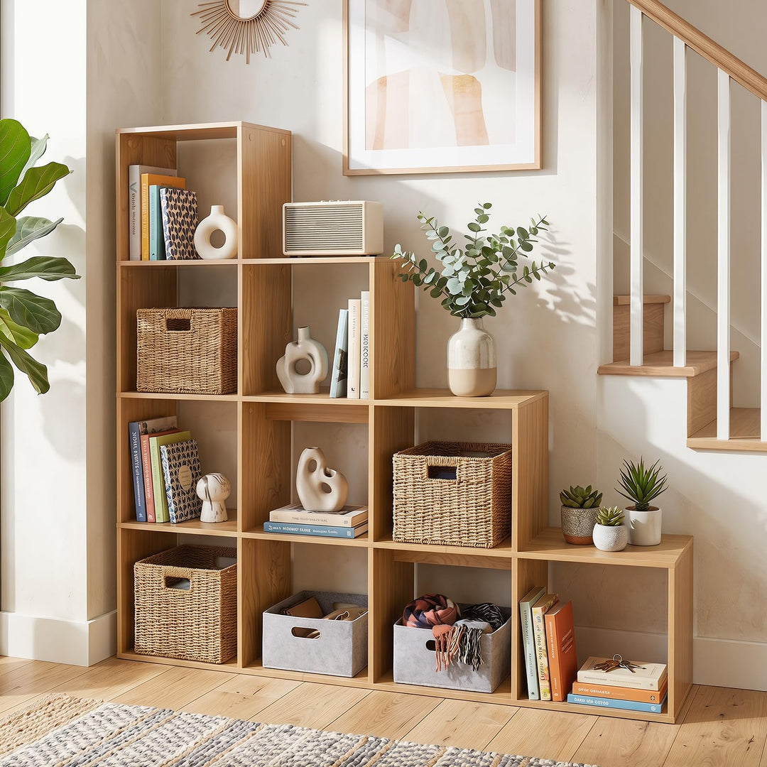 Giantex 51" Wooden 10-Cube Stepped Bookcase for Living Room