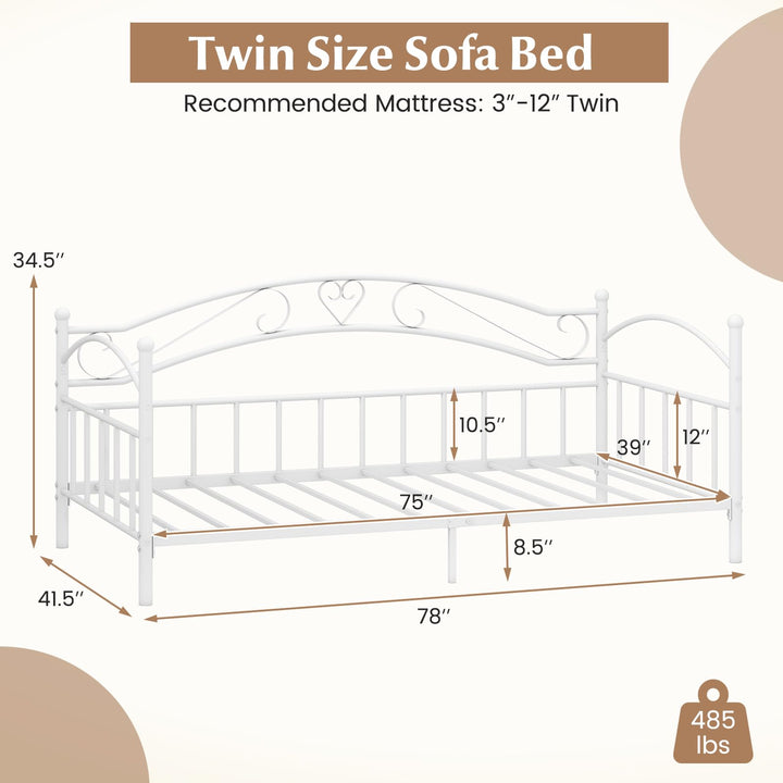 Giantex Modern Sofa Day Bed with Stylish Headboard &amp; 12 Metal Slats Support