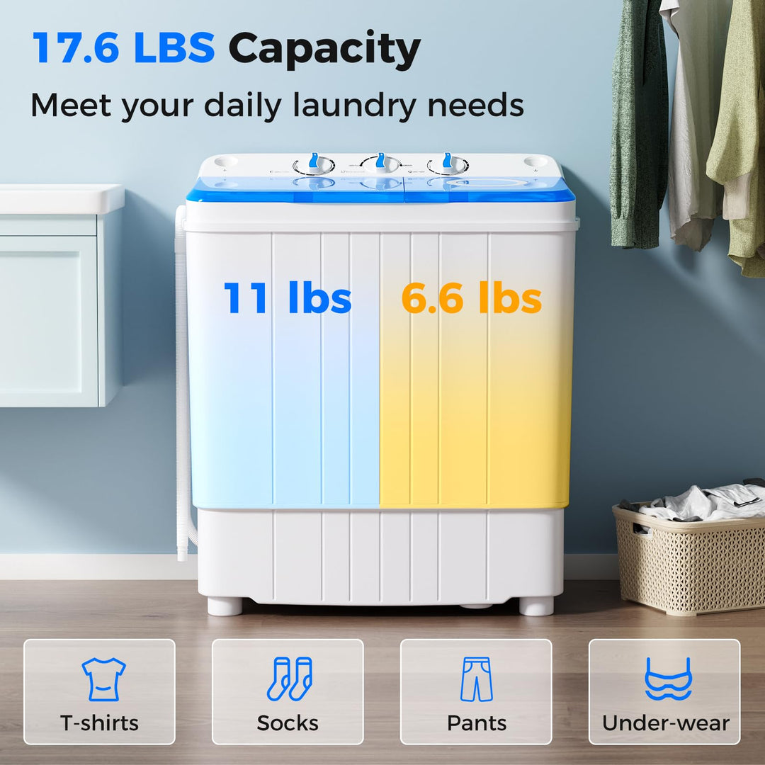 17.6 lbs Portable Washing Machine with Drain Pump