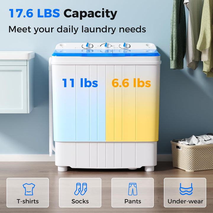 17.6 lbs Portable Washing Machine with Drain Pump