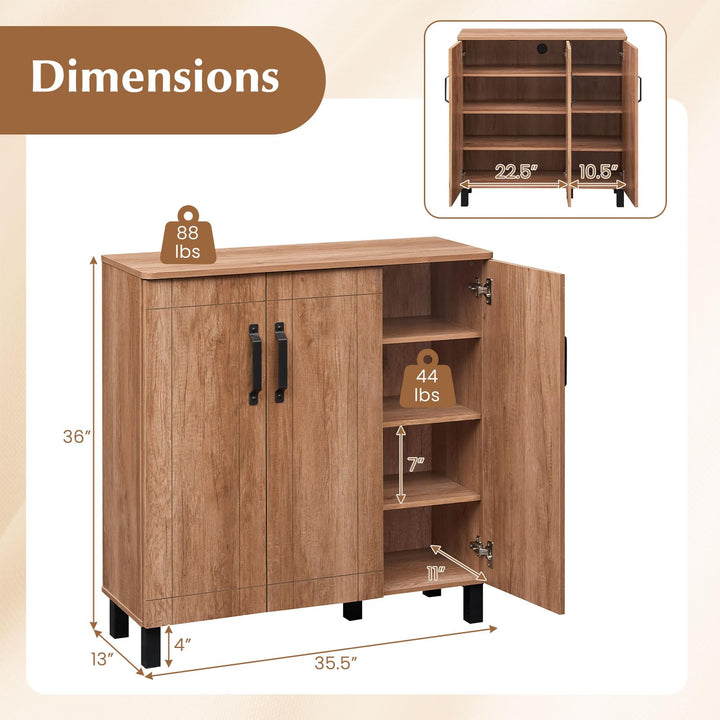 Giantex 5-Tier Shoe Storage Cabinet Freestanding Wooden Shoe Rack Organizer