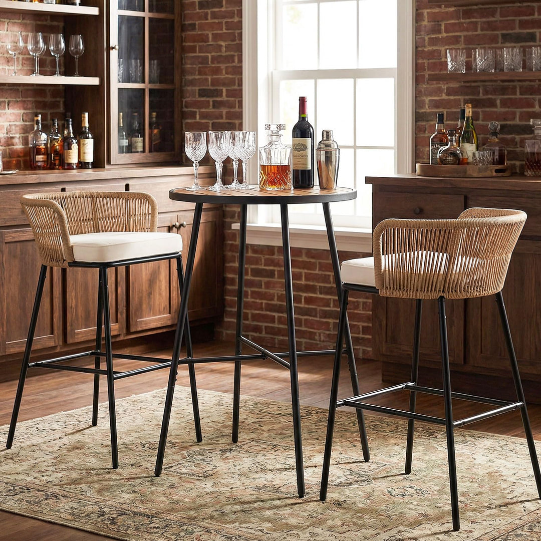 Giantex 41-inches Patio Bar Table Acacia Wood Pub Table