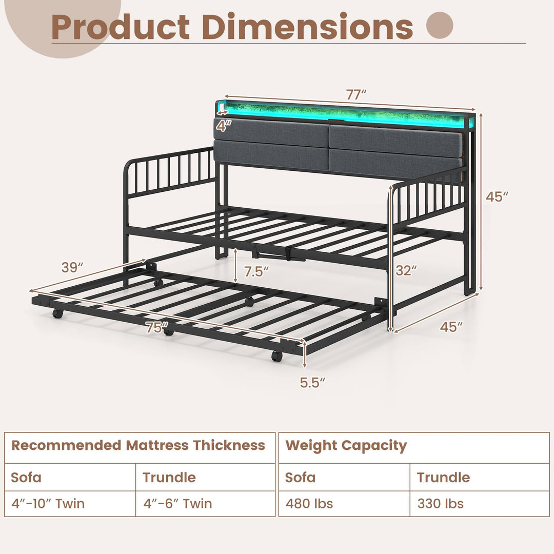 Giantex Daybed with Trundle Twin Bed Frame