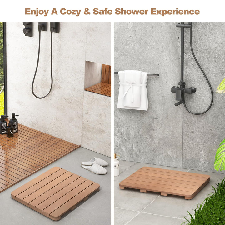Giantex Waterproof Bath Mat, Shower Mat for Bathroom Inside, Outdoor HIPS Floor Mat with Non Foot Pads