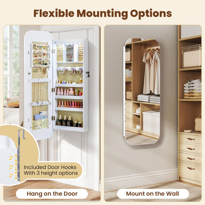 CHARMAID Jewelry Cabinet with Lockable Rounded 16.5&