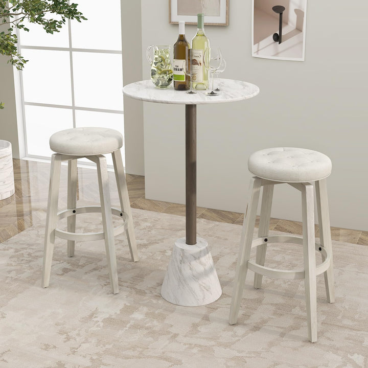 Giantex Swivel Bar Stools Set of 2, 30" Bar Height Stools w/Tufted Seat &amp; Rubber Wood Frame