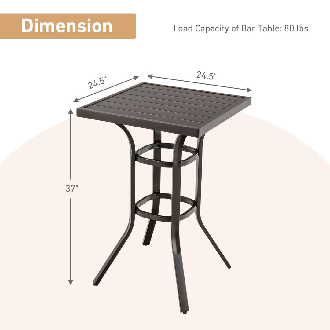 Giantex Patio Bar Table, 37" Outdoor Bar Height Patio Table with Metal Frame &amp; Slatted Tabletop