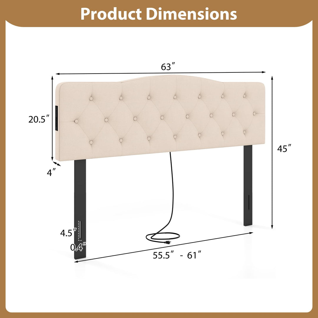Giantex Headboard with 2 AC Outlets for Queen &amp; Full Size Bed