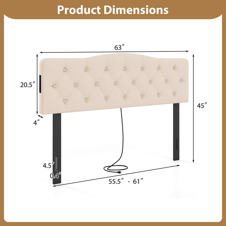 Giantex Headboard with 2 AC Outlets for Queen &amp; Full Size Bed