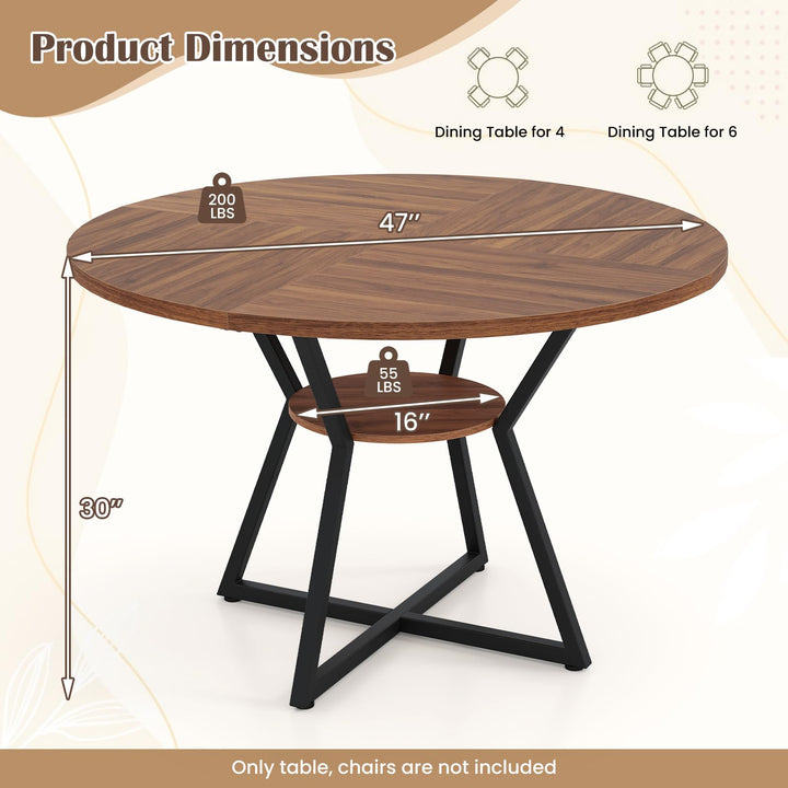 Giantex 47-inches Round Dining Table for 4 | Circle Dinner Tables for Dinette Living Room