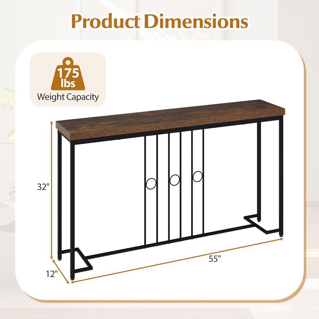 Giantex 55" Narrow Entryway Table with H-Shaped Base &amp; Spacious Tabletop