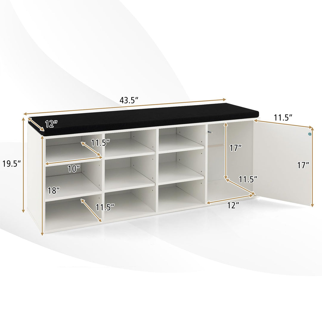 Giantex Shoe Bench, 3 Tier 9 Cubes Storage Bench with Adjustable Shelves (Rustic Brown)