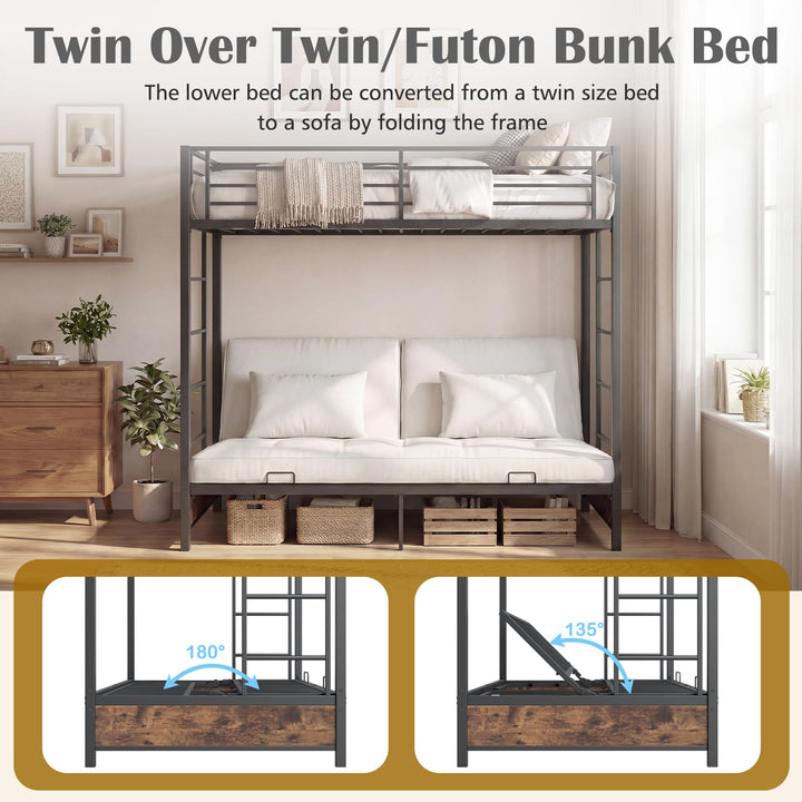 Giantex Twin Over Twin Futon Bunk Bed