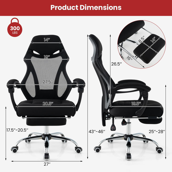 Giantex Ergonomic Desk Chair with Footrest, Mesh Office Chair with Height-Adjustable &amp; Tilting Backrest