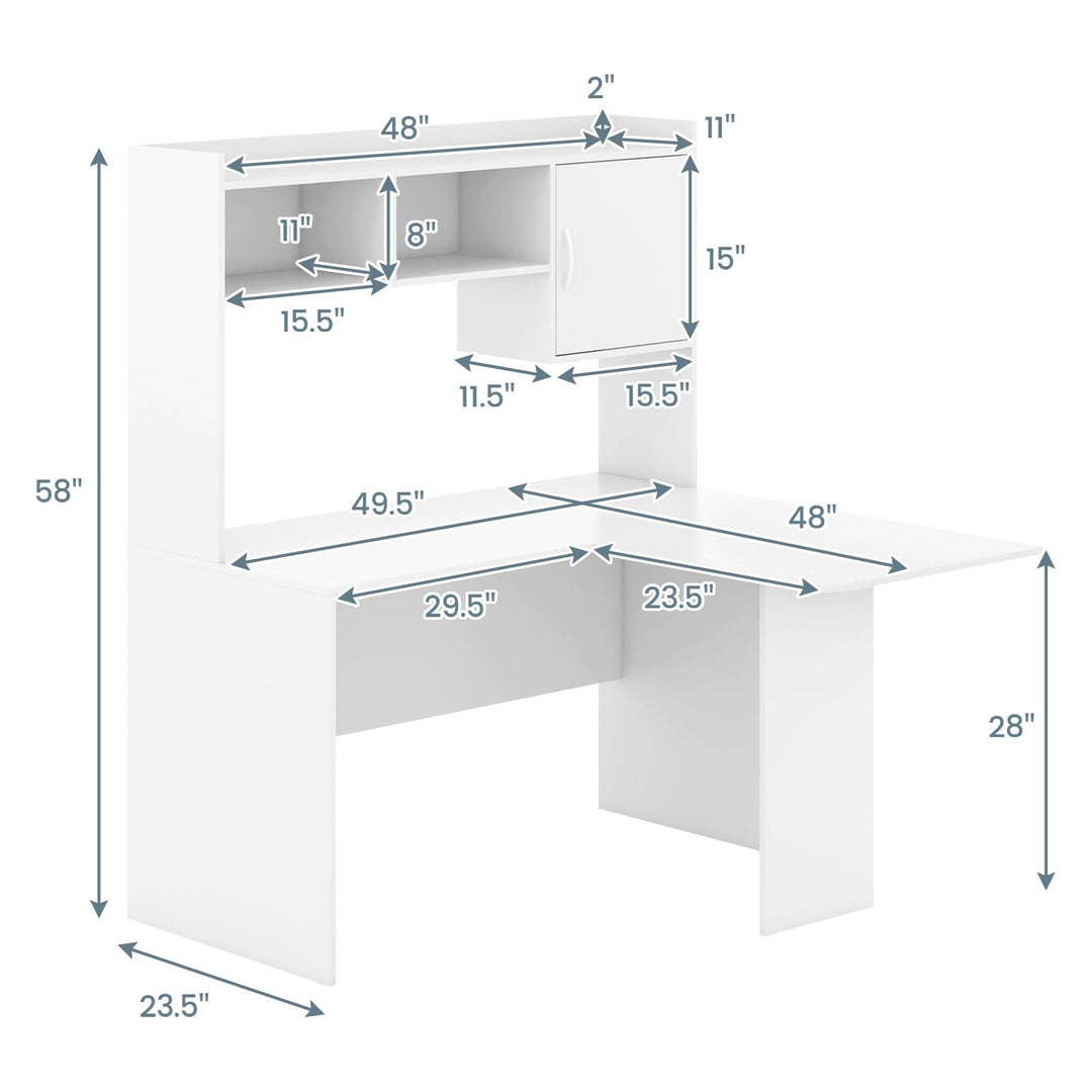 Giantex L Shaped Desk with Hutch, Corner Computer Desk with Storage Shelf &amp; Cabinet