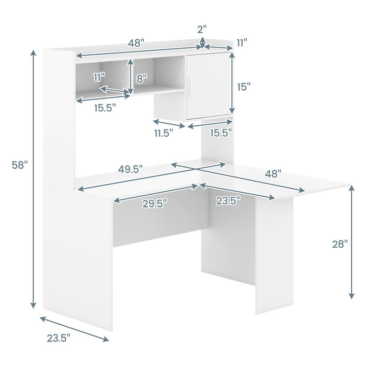 Giantex L Shaped Desk with Hutch, Corner Computer Desk with Storage Shelf &amp; Cabinet