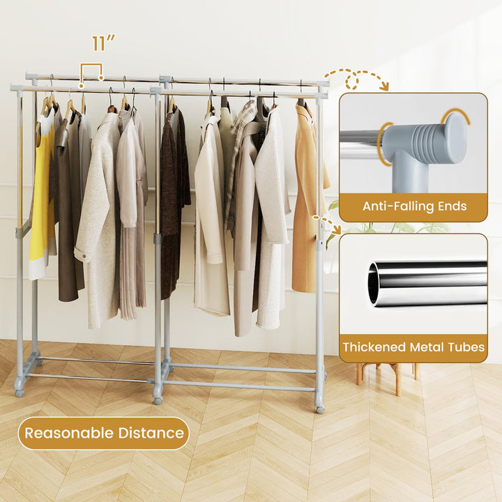 Giantex Portable Garment Clothin Rack with Adjustable Height &amp; Width for Laundry