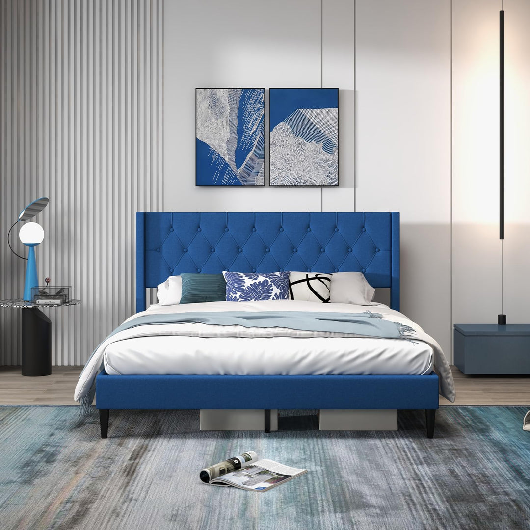 Giantex Queen/Twin Size Platform Bed Frame with Wingback