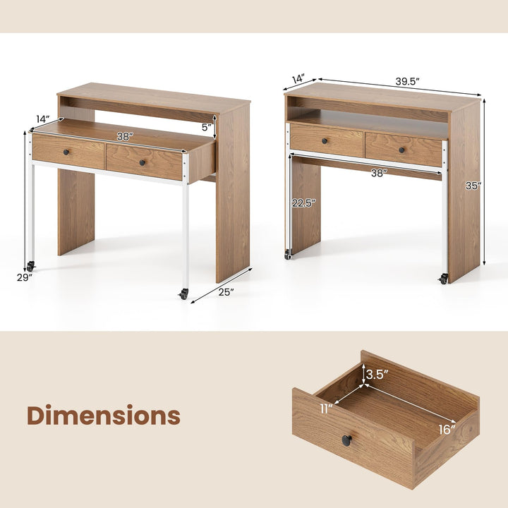 Giantex Small Computer Desk with Hutch &amp; Drawers