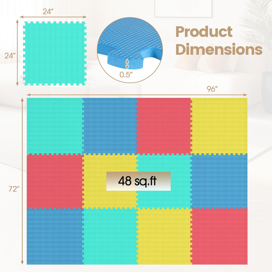 Giantex 12 PCS/ 24 PCS Interlocking Exercise Mat with Borders