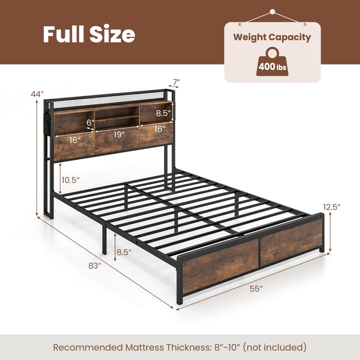Giantex Queen/Full Size Bed Frame with Storage Headboard