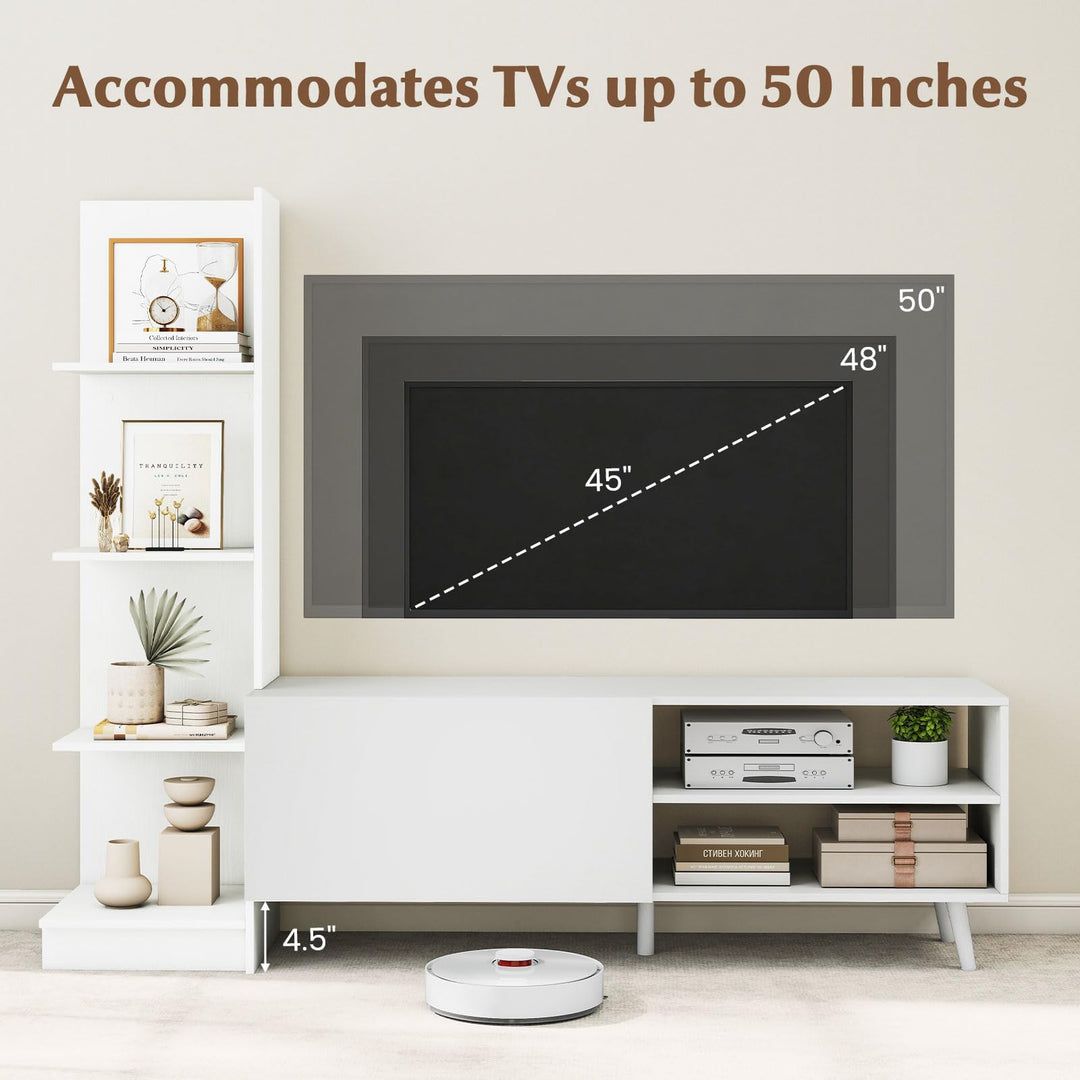 Giantex Book Shelf TV Stand L-Shaped Entertainment Center with Storage &amp; Adjustable Shelf
