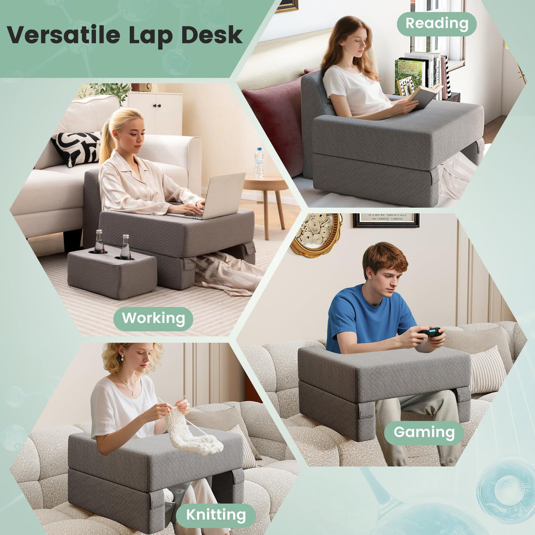 Giantex Reading Pillow for Gaming Extra Large Lap Desk for Laptop with Back Arm Rest &amp; Cup Holder for Adult