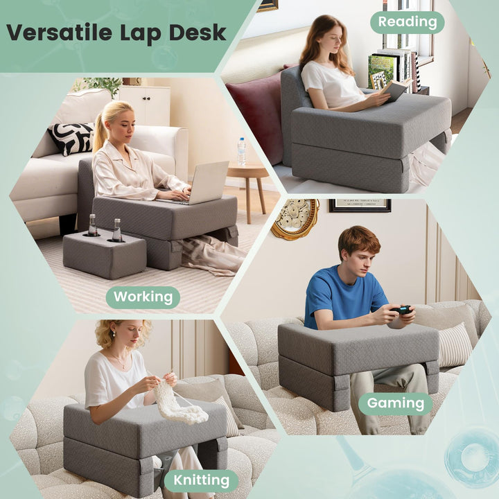 Giantex Reading Pillow for Gaming Extra Large Lap Desk for Laptop with Back Arm Rest &amp; Cup Holder for Adult
