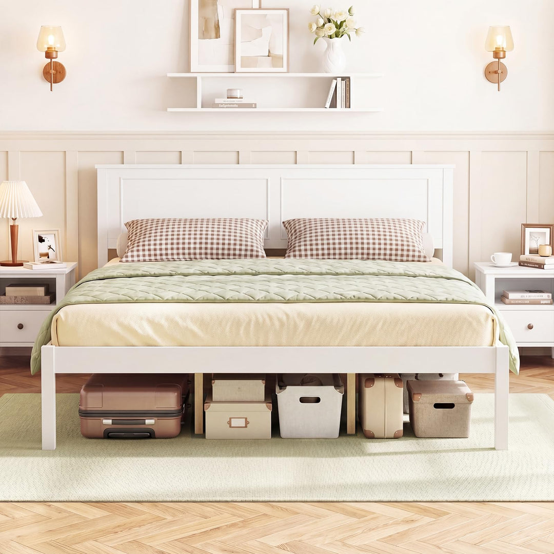 Giantex Wood Queen/Full/Twin Size Bed Frame with Wooden Slat Support