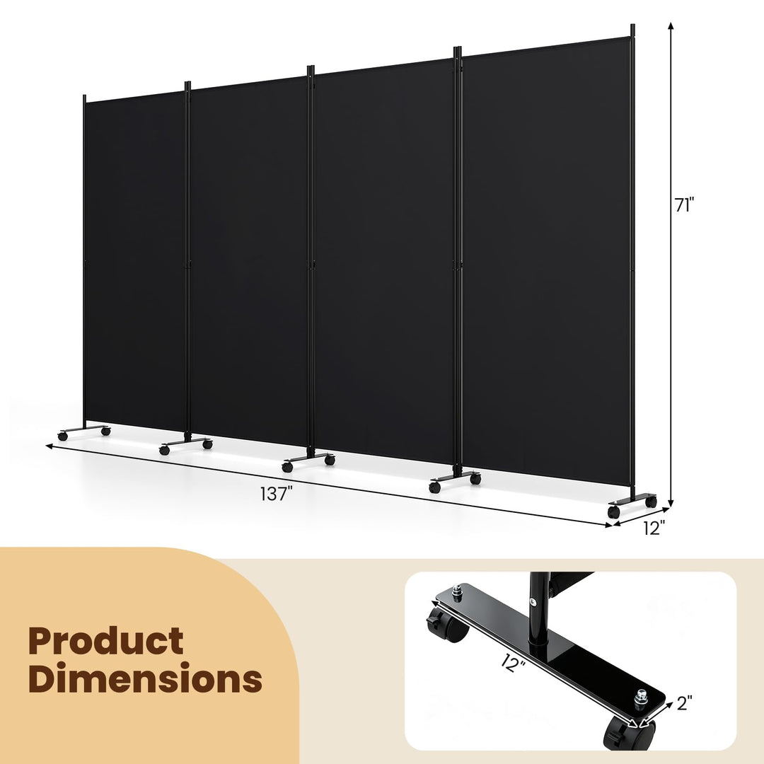 Giantex Folding Room Divider with Wheels