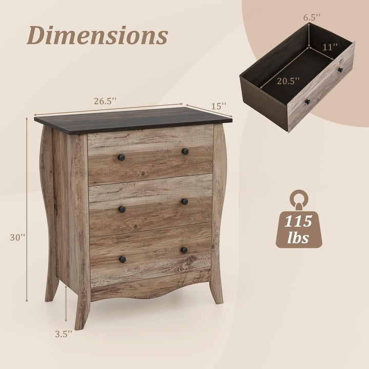 Giantex Storage Cabinet with Foldable &amp; Detachable Fabric Drawers, Anti-Tipping Kit, 26.5” x 15” x 30” Farmhouse Floor Cabinet
