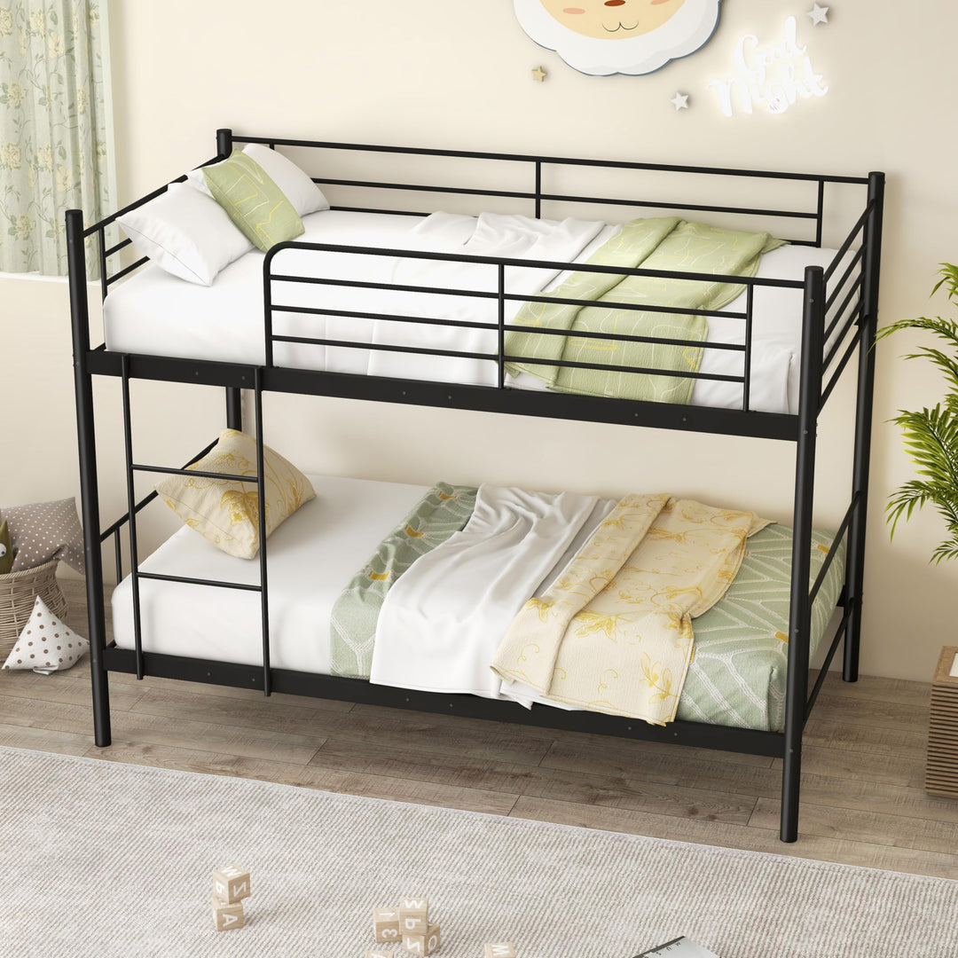 Giantex Metal Bunk Bed Twin Over Twin, Bunk Beds for Kids, Teens &amp; Adults Bunk Bed with Stairs