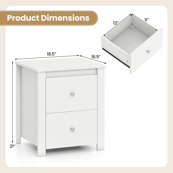 Giantex 21" Wooden Nightstand with 2 Drawers (1/2)