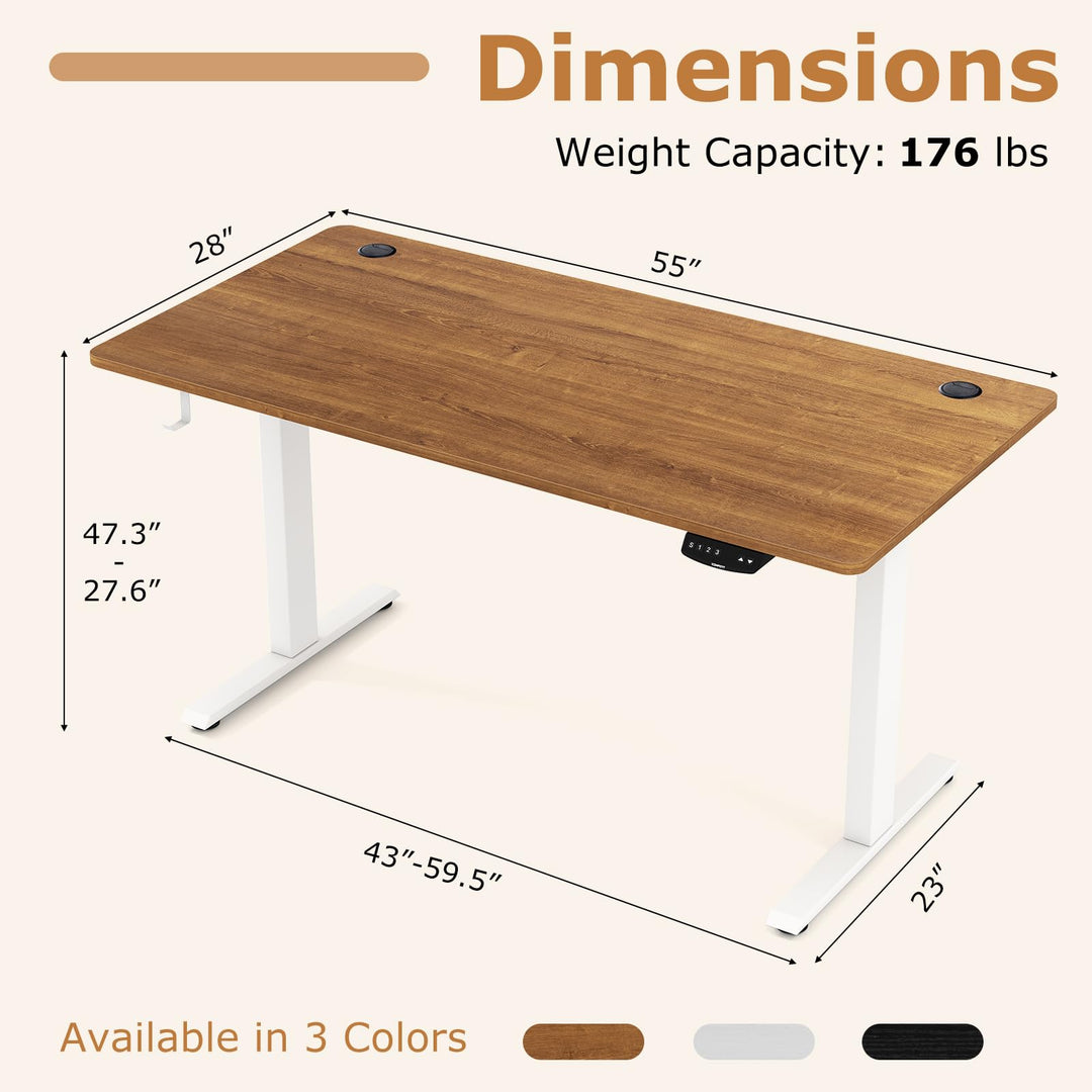 Giantex Electric Dual Motor Standing Desk | 55" x 28" Height Adjustable Sit Stand Computer Workstation w/3 Memory Height